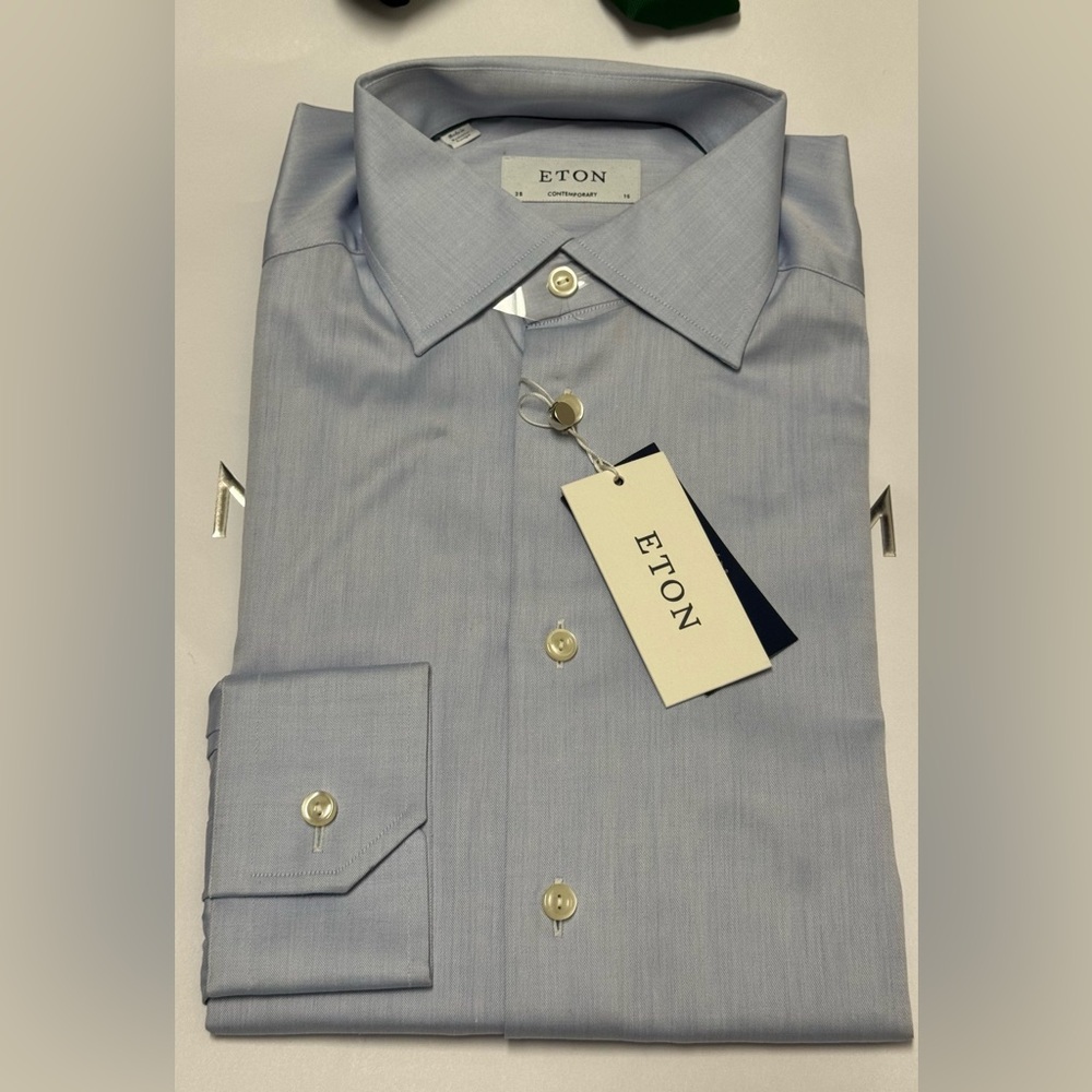 Eton Light Blue Contemporary Dress Shirt with Modern Spread Collar